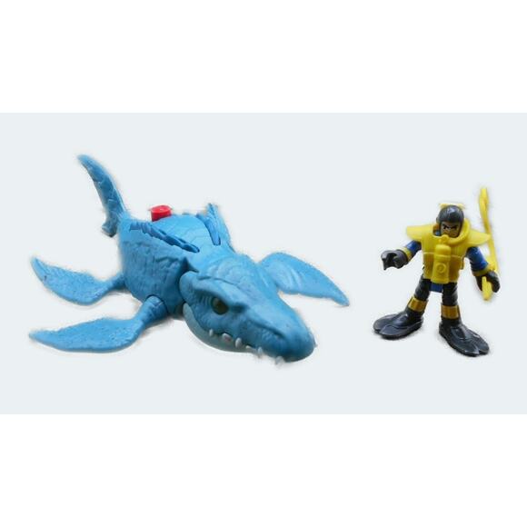 Imaginext Jurassic World 2018 Mosasaurus & Diver Playset Complete - Picture 1 of 9